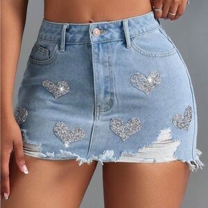 Denim silver Heart Skirt